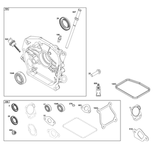 Crankcase Cover/Sump Group Diagram and Parts List for 10V332-0040-F1  Briggs and Stratton Engine